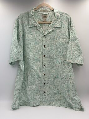 L.L.Bean Men’s XXL Tall Traditional Fit Short Sleeve Button Shirt Cotton Teal